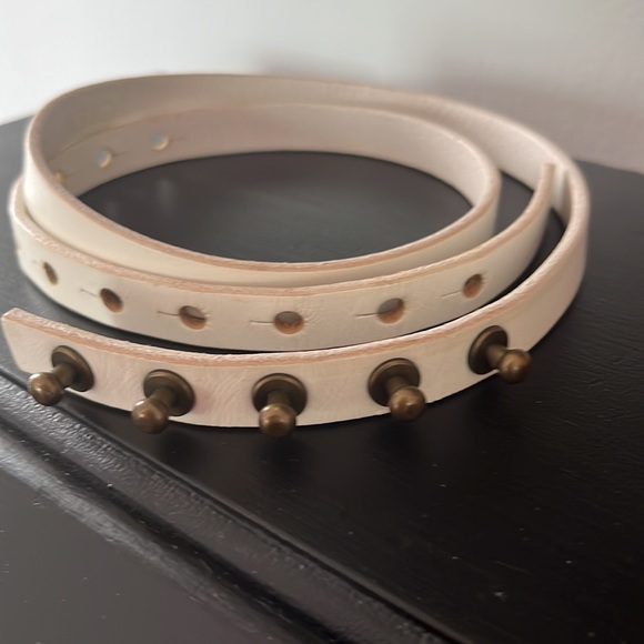 S/3 J. Crew Narrow Leather Belts Brown White Yellow - Picture 2 of 10